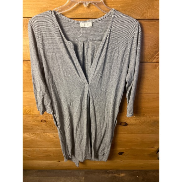 CP Shades Dresses & Skirts - CP Shades XS‎ Striped Tunic Mini Dress Gray White Long Sleeve Casual Cotton Wool